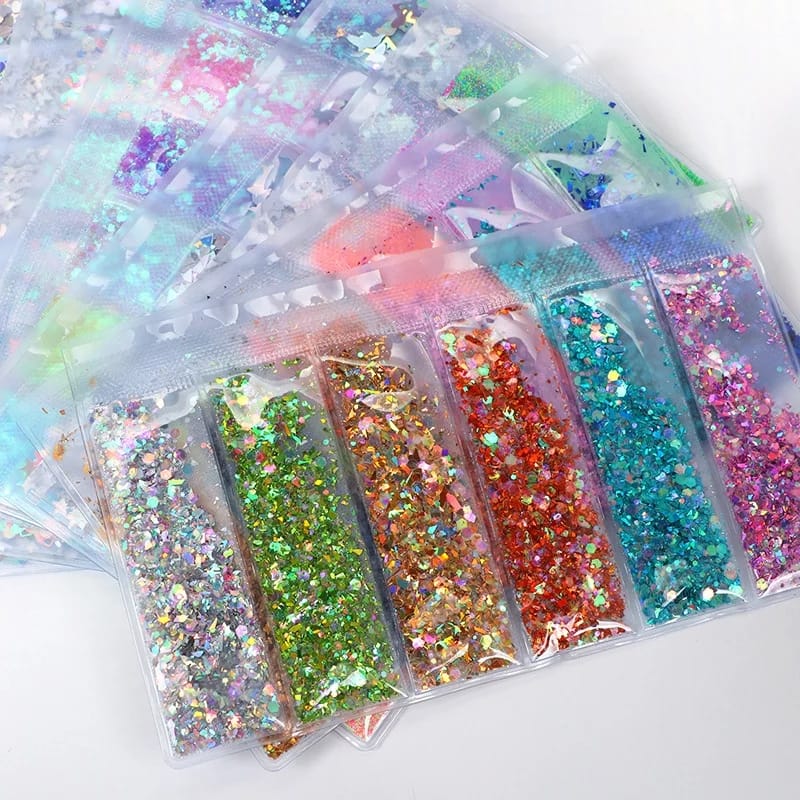 Multicolor Sequin Nail Glitter (Pack of 6 Grid) I Love My Polish