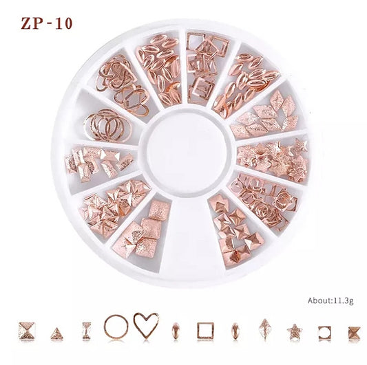 Rose gold Mixed Metal Rivet Nail Wheel (ZP-10) I Love My Polish