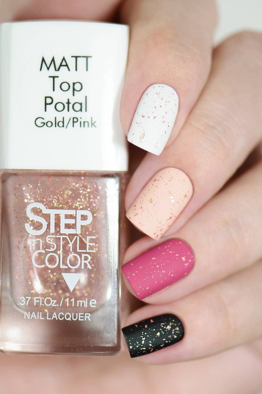 Step - Top matt “Step in Style” Potal Gold/Pink I Love My Polish