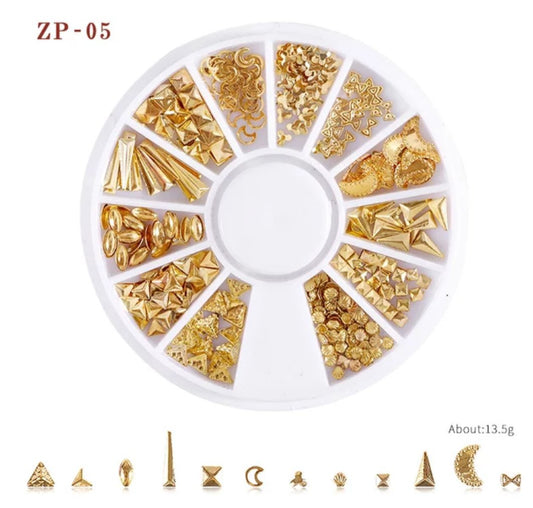 Gold Box Mixed Metal Rivets Nail Wheel ( ZP-05) I Love My Polish