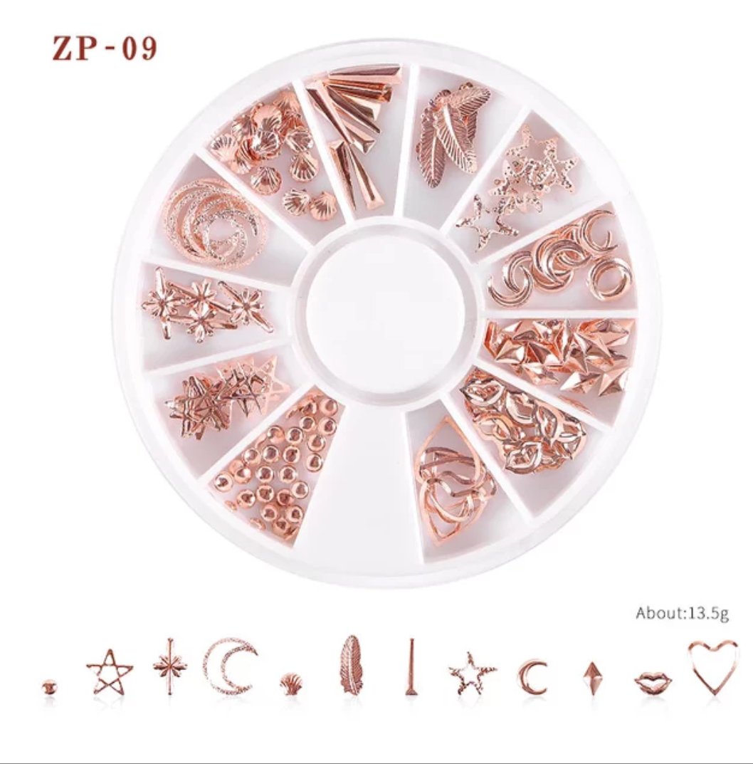 Rose gold Mixed Metal Rivet Nail Wheel (ZP-09) I Love My Polish