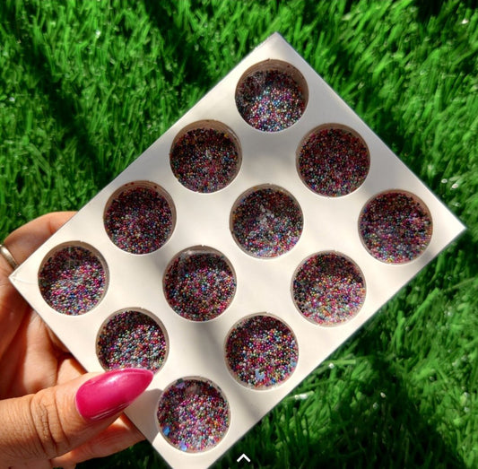 Set of 12 Multicolor Caviar Bead Box Krupali