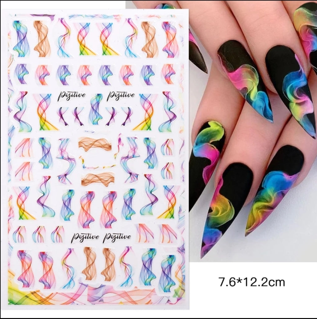 TOOBIT Flower Nail Art Sticker Decals Colorful Cheery India | Ubuy