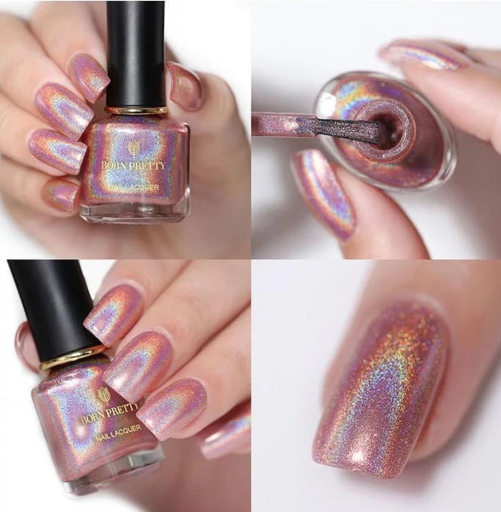 Born Pretty Pink Holographic Nail Polish- Heart Of Love (FH 04) I Love My Polish