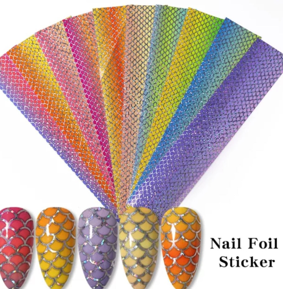 Multicolor Geometric Fishnet Pattern Nail Foil 10 Pcs I Love My Polish
