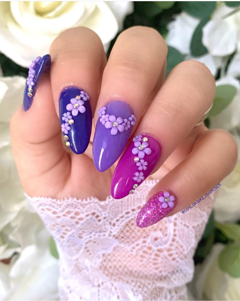 Demi Page Nails - Royal blue acrylic set with flower nail art done on  @tyla_jaded 🌻🌼🌸 #flowernails #flowers #flowernailart #nailsnailsnails  #nailsaddict #nude #nudenails #nailsoftheday #nailsofinstagram  #acrylicnails #nails2inspire #nailstyle ...