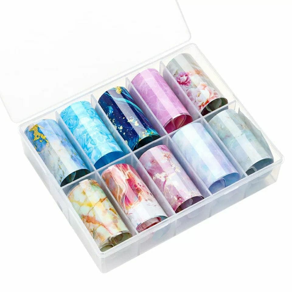 Set of 10 Colorful Marble Foil Box Krupali