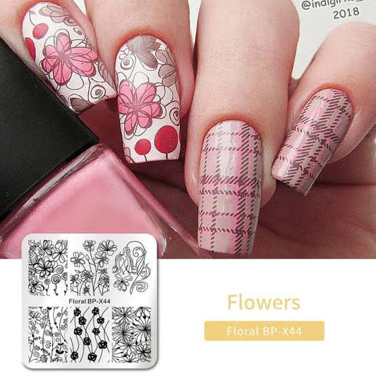 Born Pretty Floral Stamping Plate -BPX44 I Love My Polish