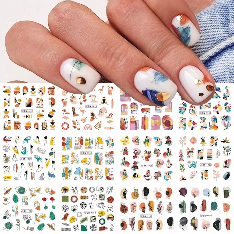 12pcs Sunflower Nail Stickers Blossom Florals Nail Art Water Decals  Transfer Foils Sliders Decorations for Manicure TRA1633-1644 - AliExpress