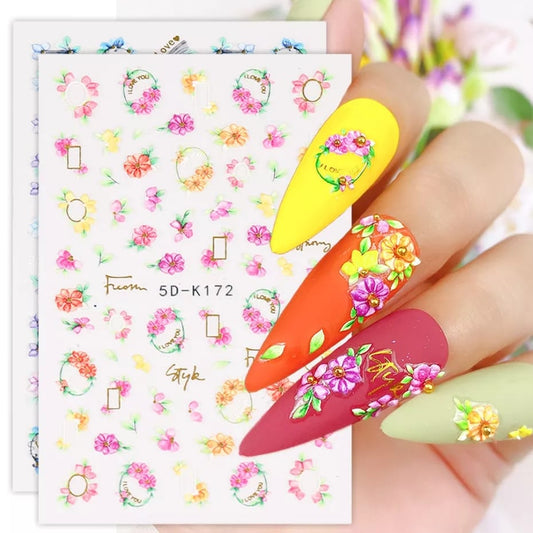 Floral 5D Nail Art Stickers I Love My Polish