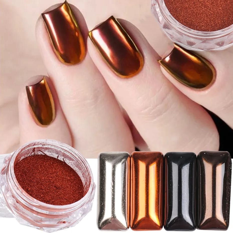 Warm Toned Mirror Chrome Nail Powder I Love My Polish