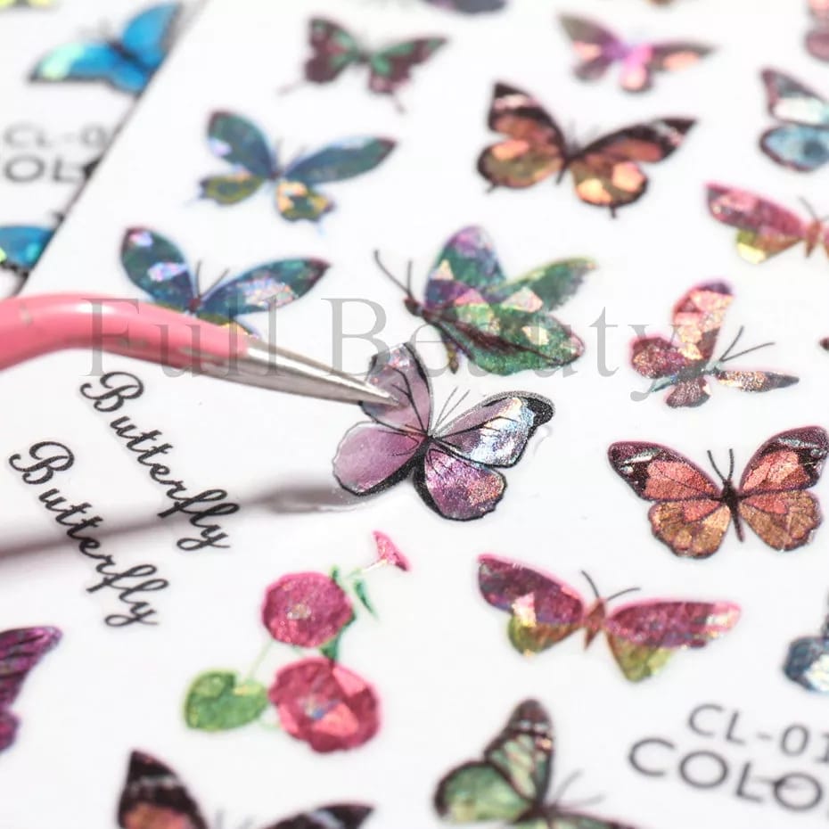 Holographic Butterfly 3D Nail Sticker( Random)