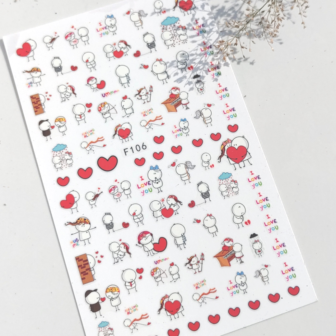 Valentine's Day Cute Couple Heart Stickers I Love My Polish