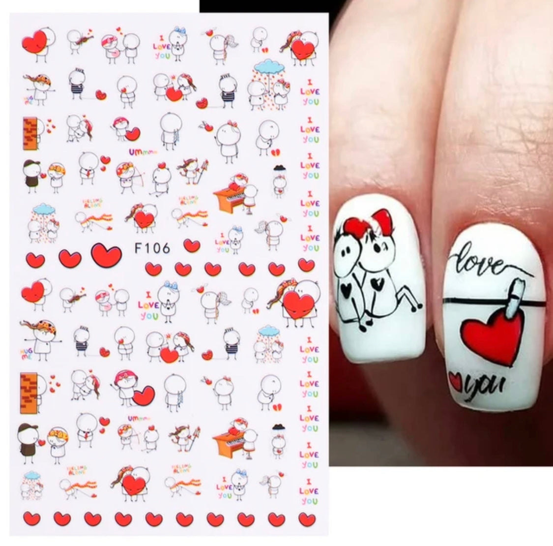Valentine's Day Cute Couple Heart Stickers I Love My Polish