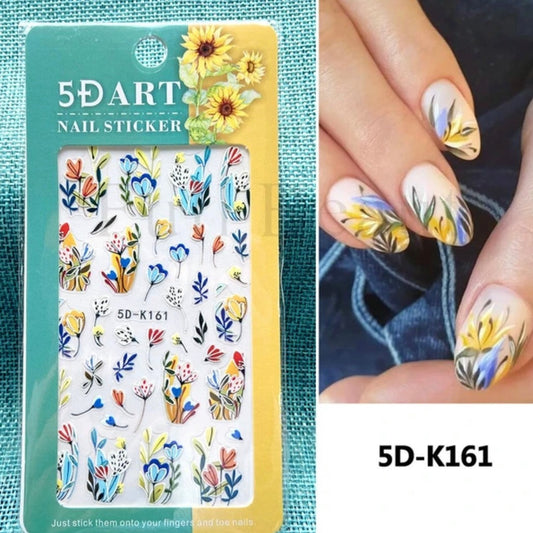 Floral 5D Embossed Nail Art Stickers I Love My Polish