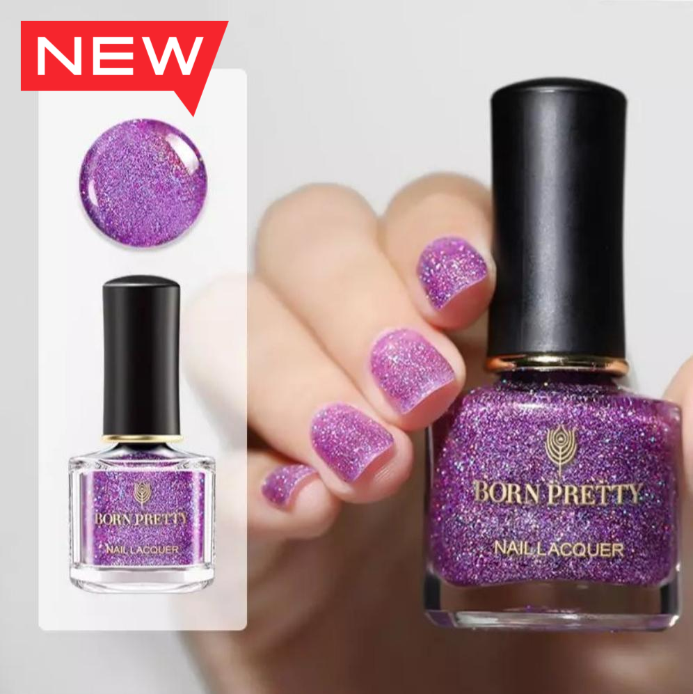 Born Pretty Purple Holographic Glitter Nail Polish - RH01 I Love My Polish