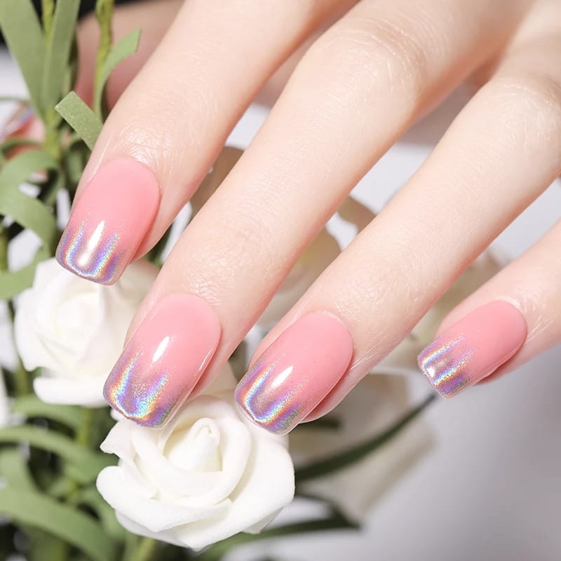 Silver/Pink Glitter French Tip Nail Design - YouTube